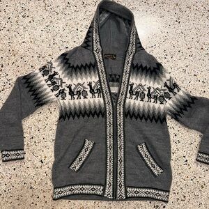 Grey gray Alpaca zip up hoodie hooded sweater small s